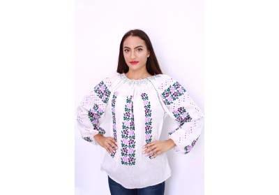 Ie damă cu mânecă lungă model floral violet Ie damă cu mânecă lungă model floral violet